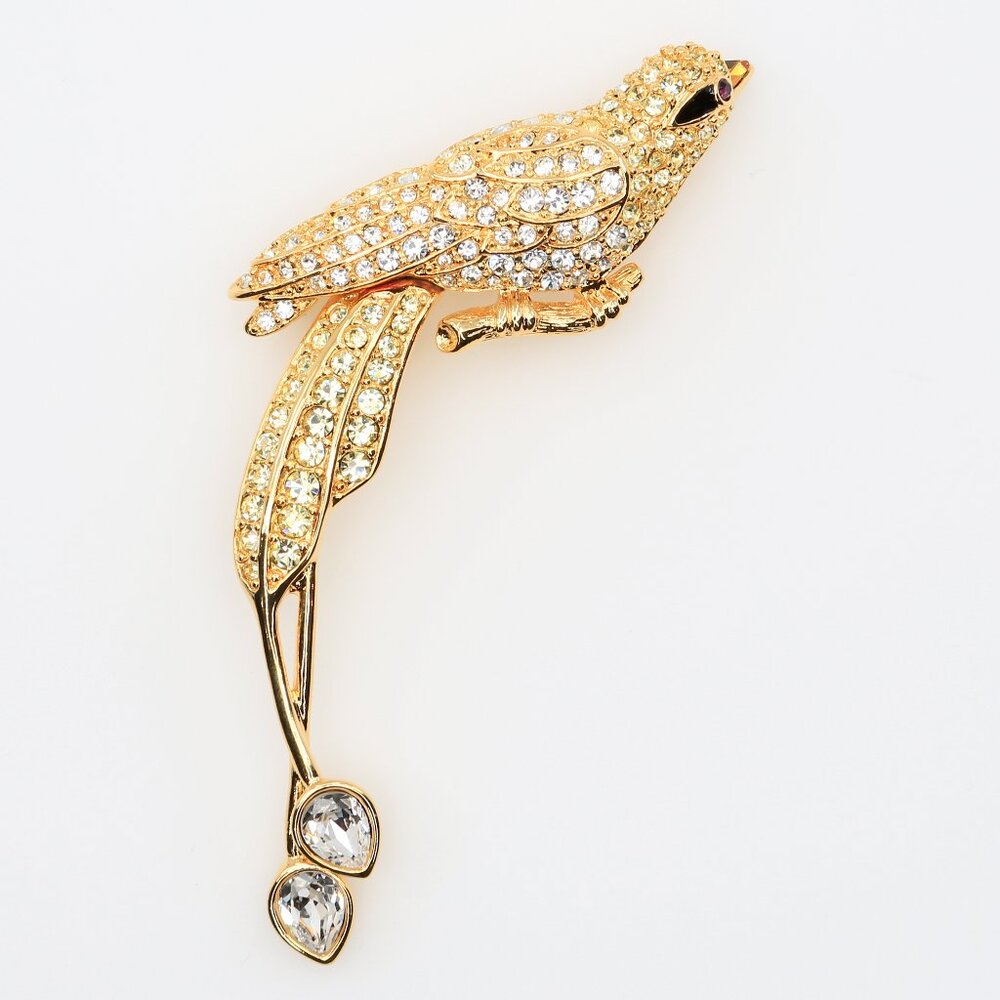 Nolan Miller Glamour Collection Gold Plated Avalon Rhinestone Pavè Bird Brooch